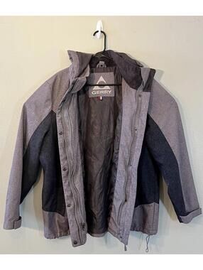 Gerry Jacket Mens M/L Gray Hooded Full Zip Insulated 3 in 1 Winter Coat Warm